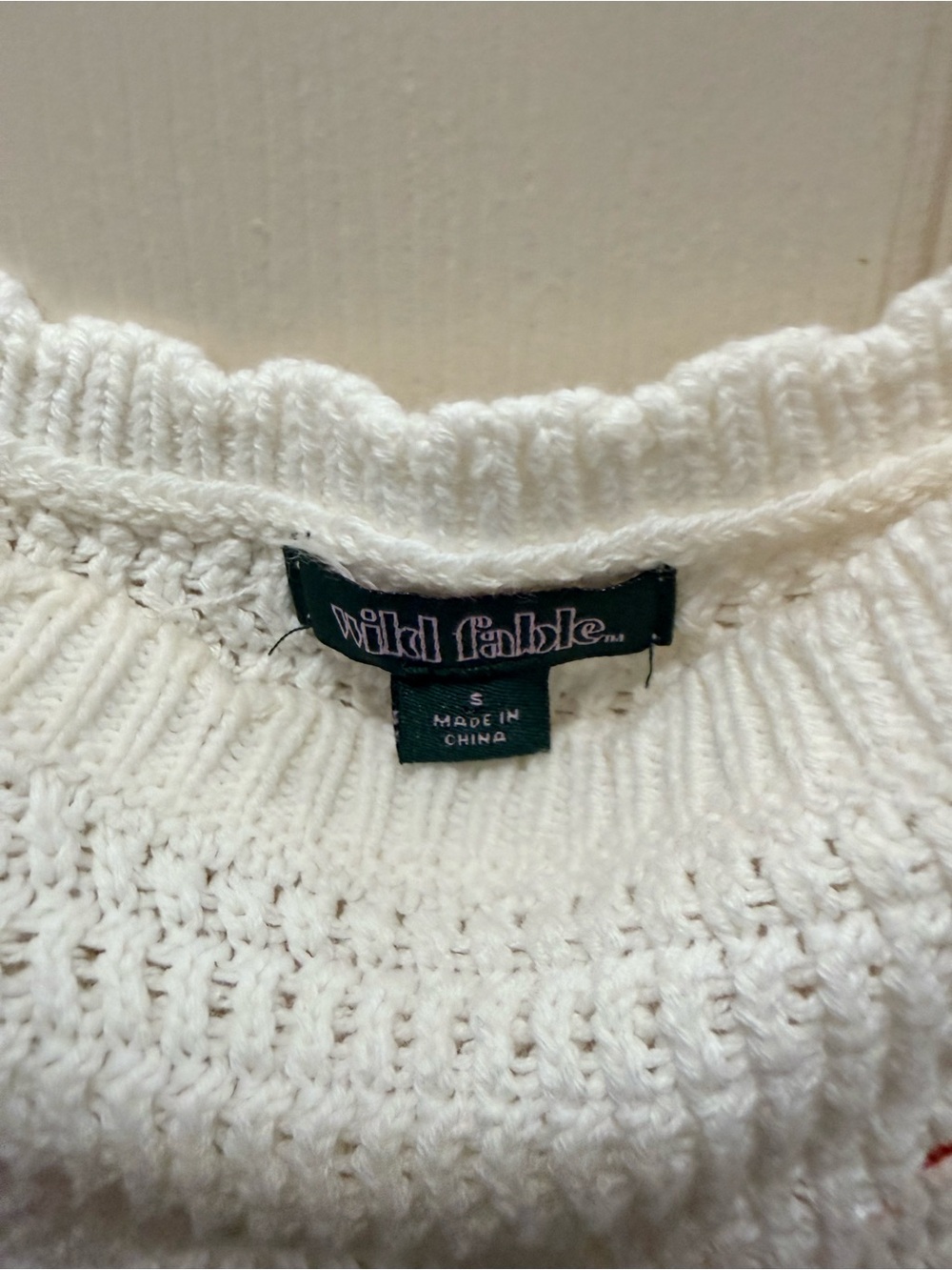 wild fable White Crocheted Knit Tank with Red Floral Detail - Picture 3 of 4